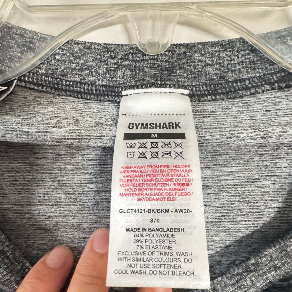 GYMSHARK Adapt Ombre Seamless Long Sleeve Workout Crop Top Black Gray Medium - Picture 5 of 10